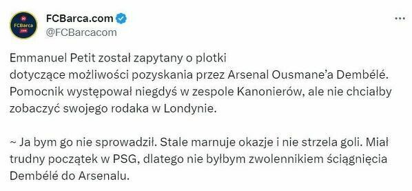 DLATEGO Petit NIE SPROWADZIŁBY Dembele do Arsenalu.... :D